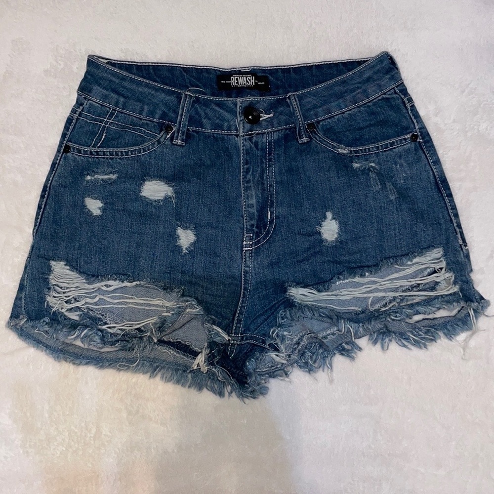 High waisted jean distressed shorts size 7/28